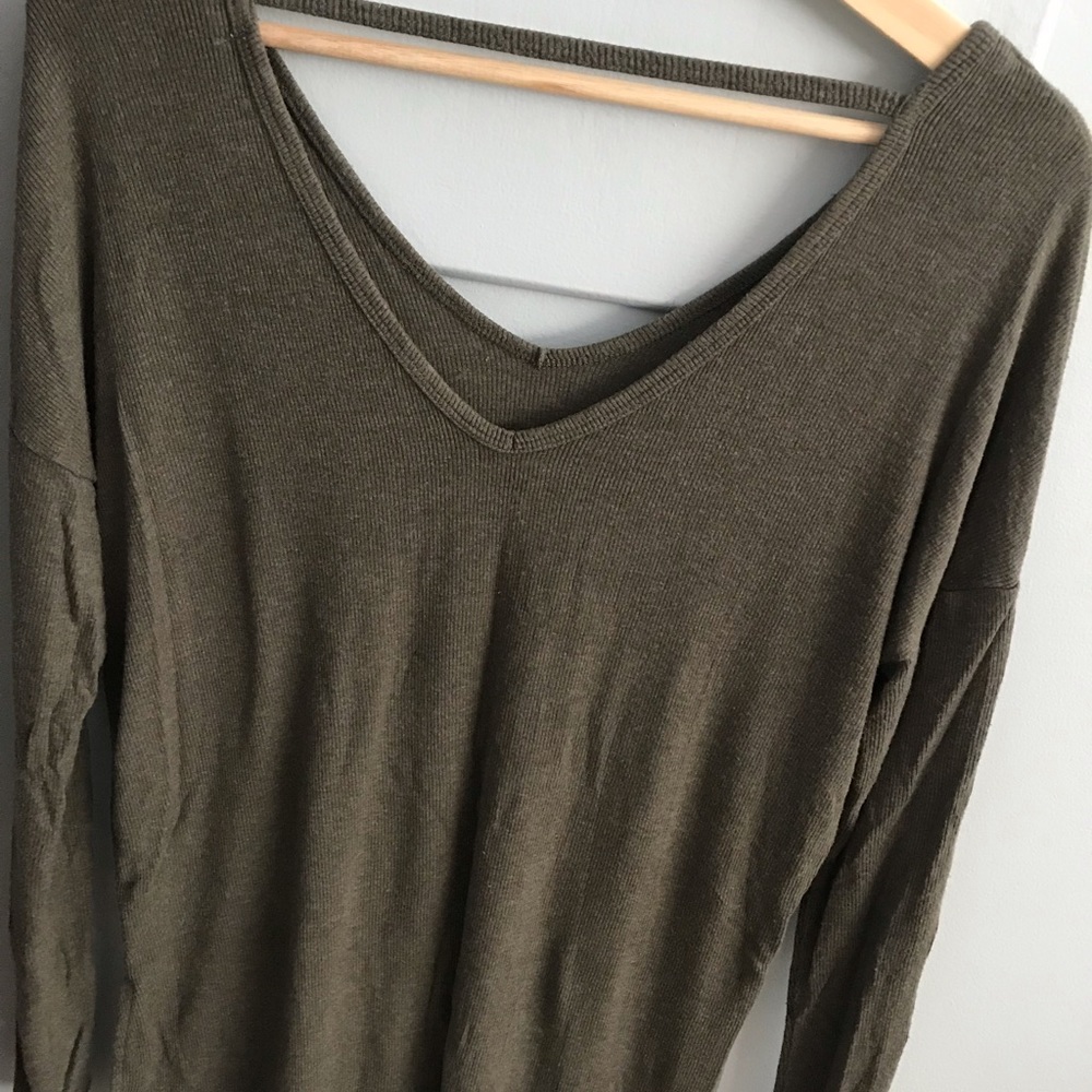 Oversized olive green long sleeved top